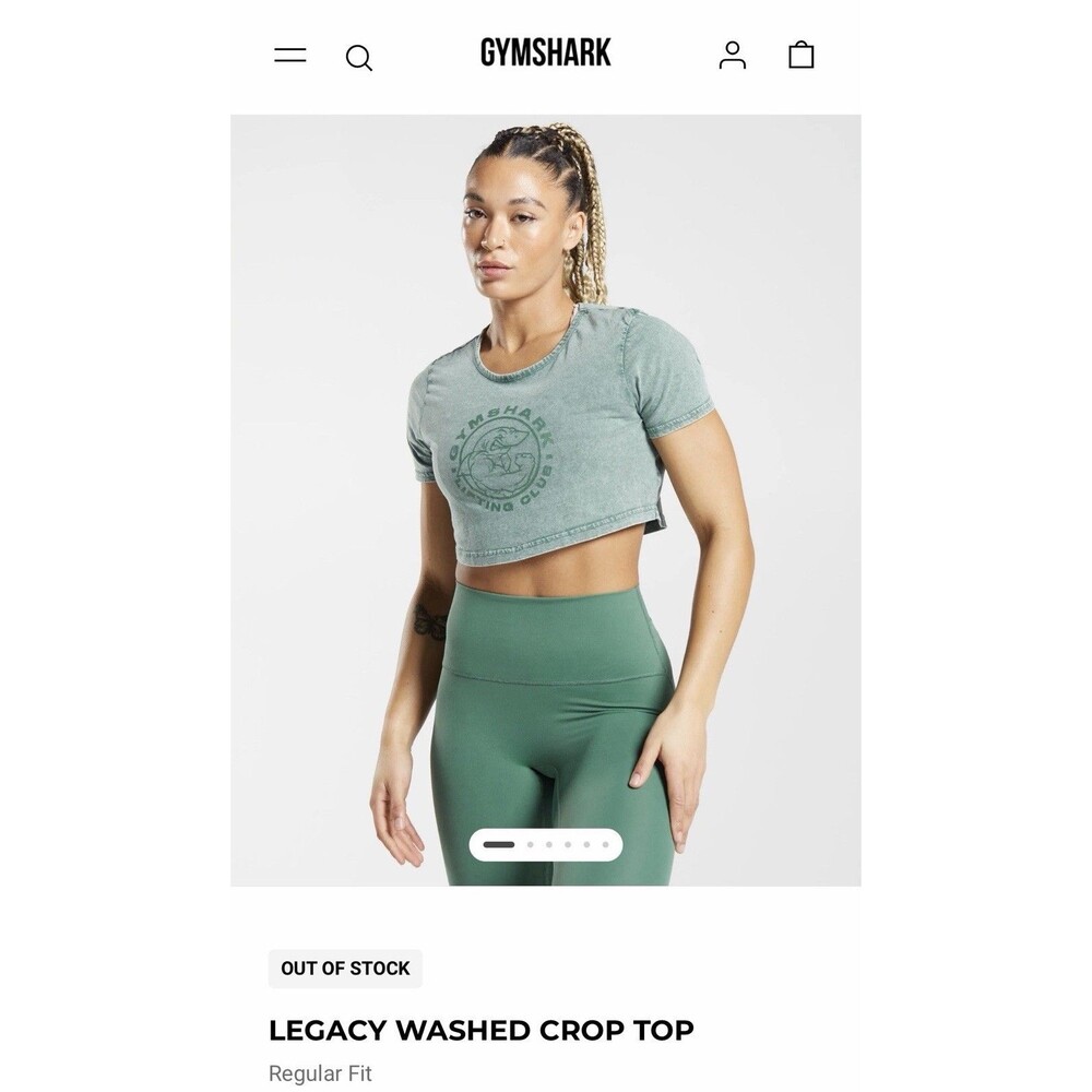Gymshark Legacy Washed Crop Top Short Sleeve Shirt Women’s XL Hoya Green Gym